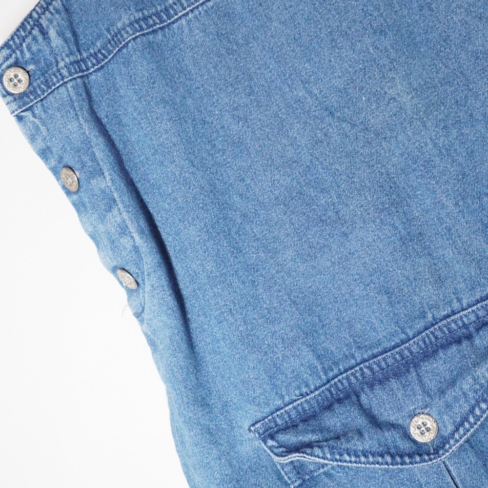VTG Blue J Denim Jumper Dress XL Blue Button Cargo Pocket Midi Casual Teacher - Picture 6 of 12